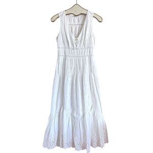 Lovestitch White Cotton Eyelet Maxi Dress